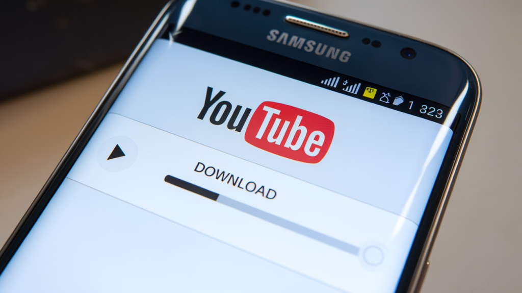 Como Baixar Vídeos Youtube, 5 Formas Fáceis E Seguras 6 Smartphone Android exibindo a interface do YouTube com a opção de download ativada, destacando o processo para baixar vídeos diretamente no dispositivo.