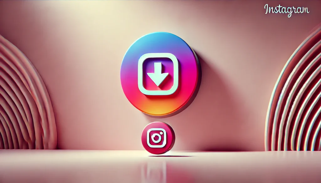 Instagram Video Download: O Guia Completo Para Baixar Vídeos Instagram 1 Ícone de download ao centro com os logotipos do Instagram, simbolizando o Instagram Video Download.
