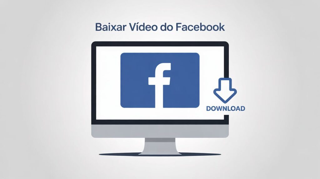 Como Baixar Vídeo Do Facebook: Guia Completo Em 3 Passos 4 Computador exibindo ícone de download para baixar vídeo do Facebook