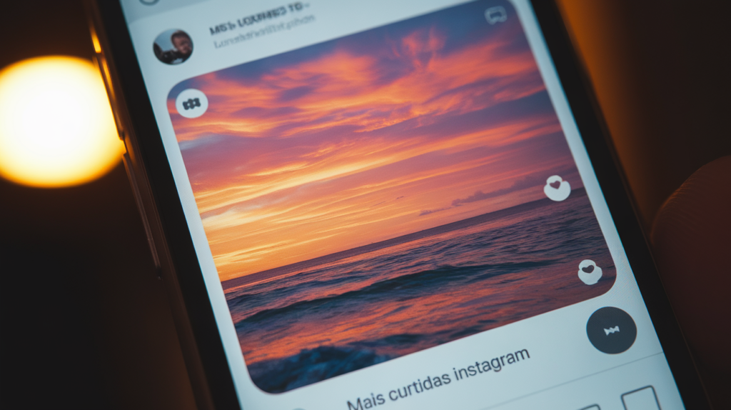7 Dicas Infalíveis Para Conseguir Mais Curtidas Instagram 3 Foto de um pôr do sol exibida em um post no Instagram, representando a importância de imagens de alta qualidade para engajamento.